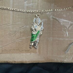 Gold and Green Pendant Necklace